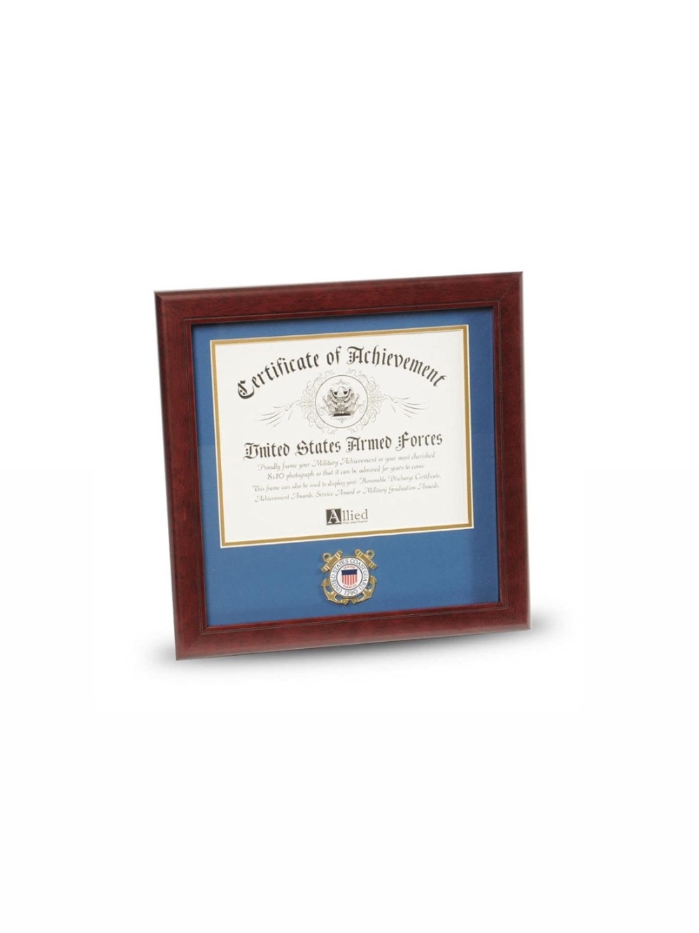 United States Coast Guard Certificate Of Achievement Frame With Medallion